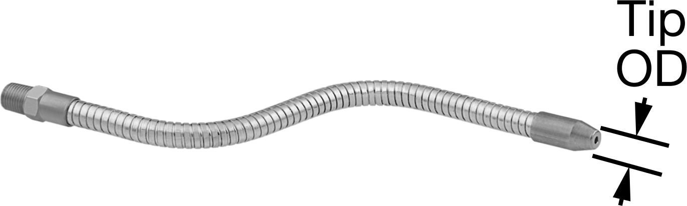 Hava Nozulu, Bend-and-Stay, 1/8 NPT Erkek Giriş, 9" Toplam Uzunluk