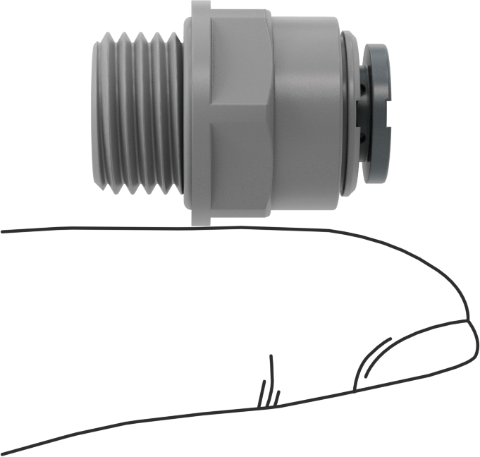 İçme Suyu için İtme-Bağlantı Elemanı, Düz Adaptör, 1/4" Boru Dış Çapı x 1/4 BSPP Erkek için