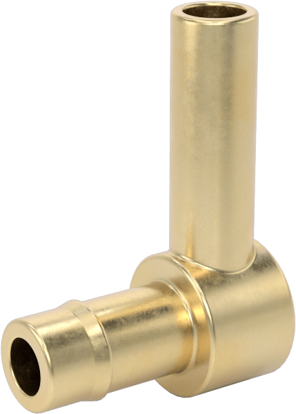 Pirinç Düşük Basınçlı Dikenli Boru Bağlantısı, 90 Derece Adaptör, 1/4“ Boru İç Çapı x 1/4” Boru Gövde Dış Çapı için