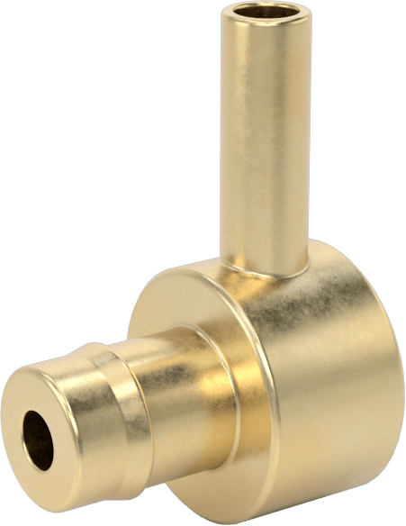 Pirinç Düşük Basınçlı Dikenli Boru Bağlantısı, 90 Derece Adaptör, 3/8“ Boru İç Çapı x 1/4” Boru Gövde Dış Çapı için