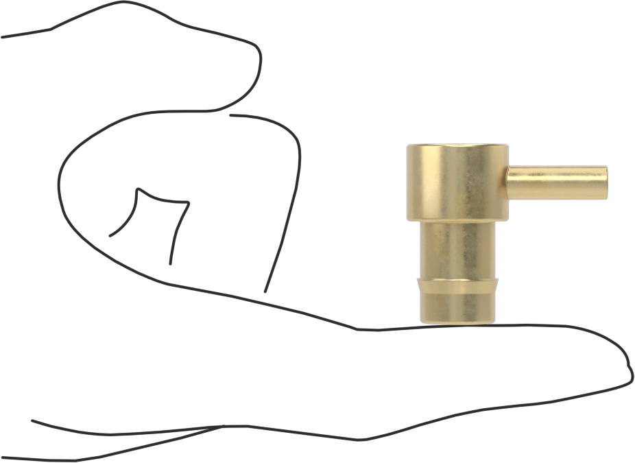 Pirinç Düşük Basınçlı Dikenli Boru Bağlantısı, 90 Derece Adaptör, 1/2“ Boru İç Çapı x 1/4” Boru Gövde Dış Çapı için