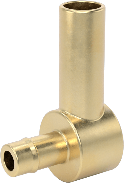 Pirinç Düşük Basınçlı Dikenli Boru Bağlantısı, 90 Derece Adaptör, 1/4“ Boru İç Çapı x 3/8” Boru Gövde Dış Çapı için