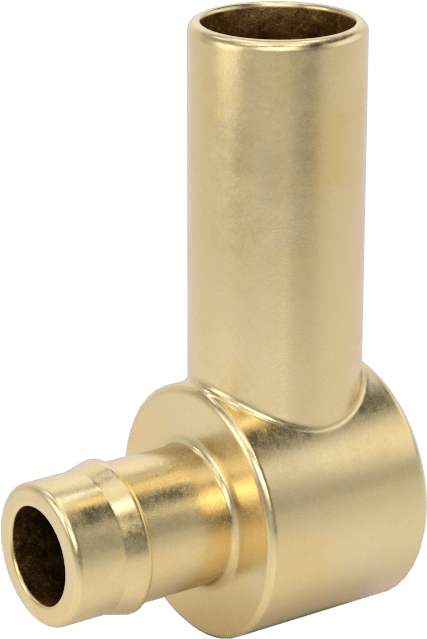 Pirinç Düşük Basınçlı Dikenli Boru Bağlantısı, 90 Derece Adaptör, 3/8“ Boru İç Çapı x 1/2” Boru Mil Dış Çapı için