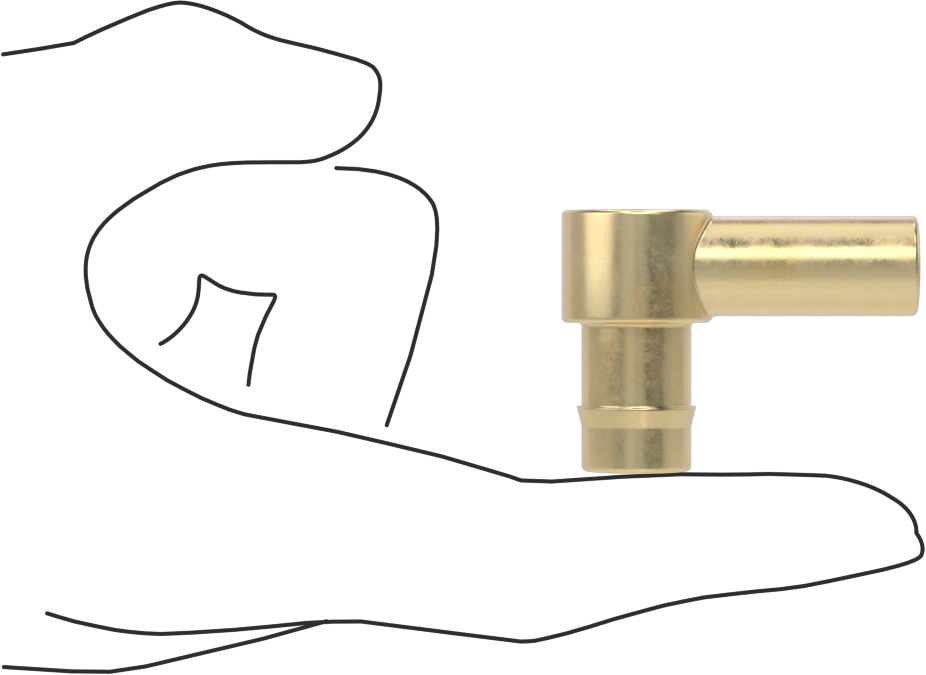 Pirinç Düşük Basınçlı Dikenli Boru Bağlantısı, 90 Derece Adaptör, 1/2“ Boru İç Çapı x 1/2” Boru Gövde Dış Çapı için