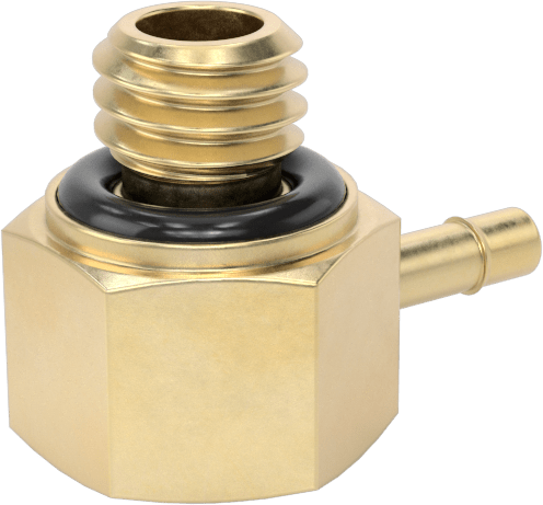 Pirinç Düşük Basınçlı Dikenli Boru Bağlantısı, 90 Derece Dirsek Adaptörü, 1/16" Boru İç Çapı x 10-32 Erkek için