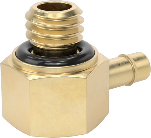 Pirinç Düşük Basınçlı Dikenli Boru Bağlantısı, 90 Derece Dirsek Adaptörü, 3/32" Boru İç Çapı x 10-32 Erkek