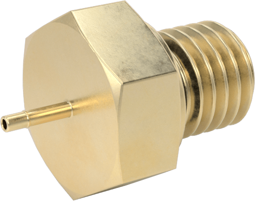 Pirinç Düşük Basınçlı Dikenli Boru Bağlantısı, Düz Adaptör, 1/32“ iç çap x 1/4”-28 erkek