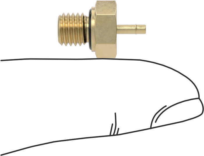 Pirinç Düşük Basınçlı Dikenli Boru Bağlantısı, Adaptör, 1/16“ Boru İç Çapı x 1/4”-28 Erkek, 21/32" Uzunluk
