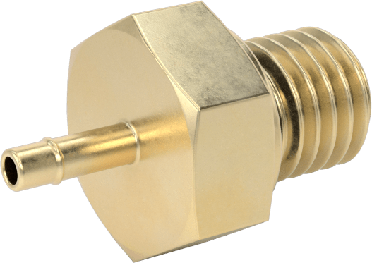 Pirinç Düşük Basınçlı Dikenli Boru Bağlantısı, Adaptör, 1/16“ Boru İç Çapı x 1/4”-28 Erkek, 21/32" Uzunluk