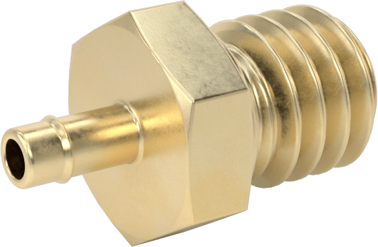 Pirinç Düşük Basınçlı Dikenli Boru Bağlantısı, Düz Adaptör, 3/32“ iç çaplı boru x 5/16”-18 erkek