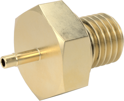 Pirinç Düşük Basınçlı Dikenli Boru Bağlantısı, Düz Adaptör, 1/16“ Boru İç Çapı x 5/16”-24 Erkek