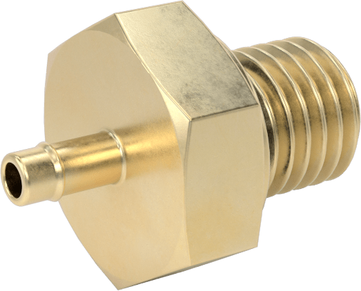 Pirinç Düşük Basınçlı Dikenli Boru Bağlantısı, Düz Adaptör, 3/32“ iç çap x 5/16”-24 erkek
