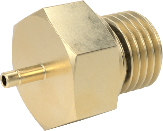 Pirinç Düşük Basınçlı Dikenli Boru Bağlantısı, Düz Adaptör, 1/16“ Boru İç Çapı x 3/8”-24 Erkek için