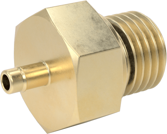 Pirinç Düşük Basınçlı Dikenli Boru Bağlantısı, Düz Adaptör, 3/32“ Boru İç Çapı x 3/8”-24 Erkek için