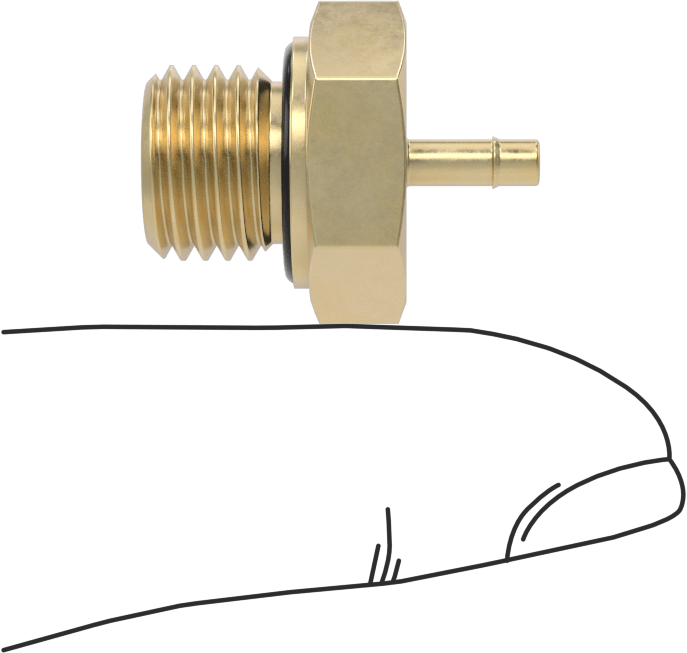 Pirinç Düşük Basınçlı Dikenli Boru Bağlantısı, Düz Adaptör, 3/32“ Boru İç Çapı x 7/16”-20 Erkek