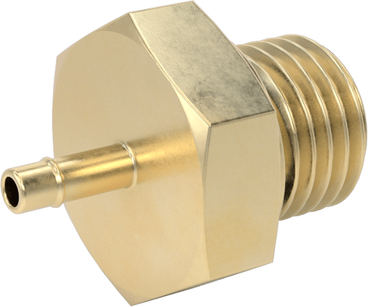 Pirinç Düşük Basınçlı Dikenli Boru Bağlantısı, Düz Adaptör, 3/32“ Boru İç Çapı x 7/16”-20 Erkek