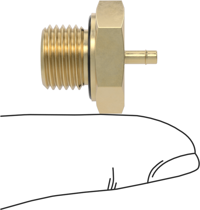 Pirinç Düşük Basınçlı Dikenli Boru Bağlantısı, Düz Adaptör, 3/32“ iç çaplı boru x 1/2”-20 erkek