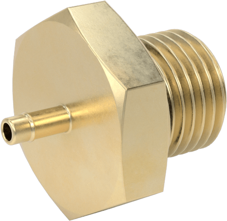 Pirinç Düşük Basınçlı Dikenli Boru Bağlantısı, Düz Adaptör, 3/32“ iç çaplı boru x 1/2”-20 erkek