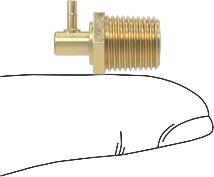 Pirinç Düşük Basınçlı Dikenli Boru Bağlantısı, Dönerli 90 Derece Dirsek, 1/16" Boru İç Çapı için, 1/8 NPT Erkek
