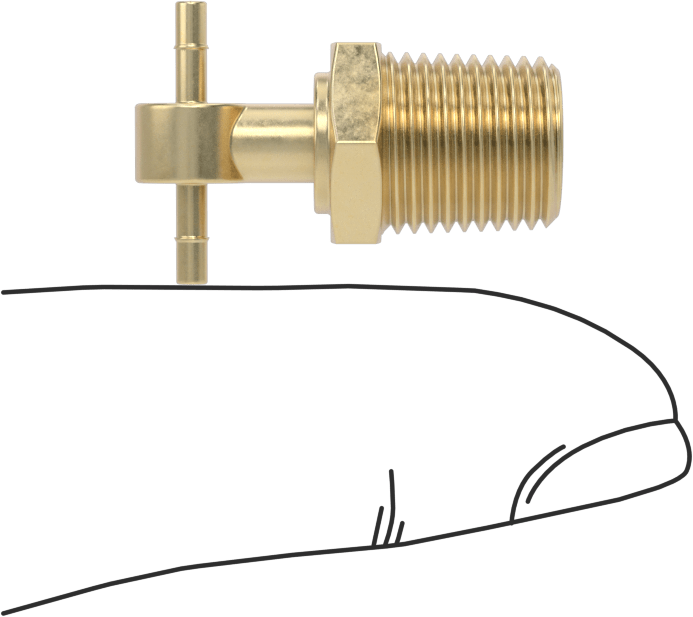 Pirinç Düşük Basınçlı Dikenli Boru Bağlantısı, Döner Başlıklı Hat Üstü T, 1/16" Boru İç Çapı x 1/8 NPT Erkek için