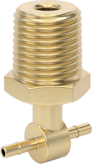 Pirinç Düşük Basınçlı Dikenli Boru Bağlantısı, Döner Başlıklı Hat Üstü T, 1/16" Boru İç Çapı x 1/8 NPT Erkek için