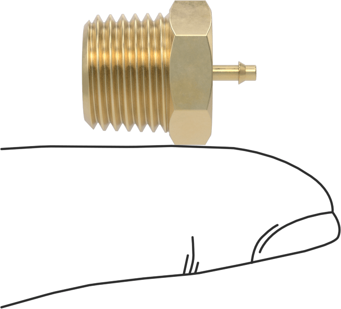 Pirinç Düşük Basınçlı Dikenli Boru Bağlantısı, Düz Adaptör, 1/16" Boru İç Çapı x 1/4 NPT Erkek için