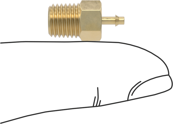 Pirinç Düşük Basınçlı Dikenli Boru Bağlantısı, Düz Adaptör, 1/16" Boru İç Çapı x 1/16 NPT Erkek