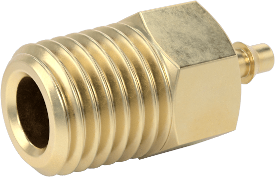 Pirinç Düşük Basınçlı Dikenli Boru Bağlantısı, Düz Adaptör, 1/16" Boru İç Çapı x 1/16 NPT Erkek