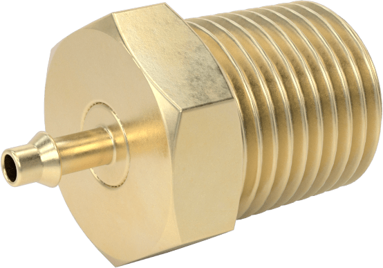 Pirinç Düşük Basınçlı Dikenli Boru Bağlantısı, Düz Adaptör, 1/16" Boru İç Çapı x 1/8 NPT Erkek için