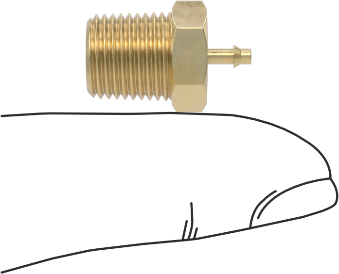 Pirinç Düşük Basınçlı Dikenli Boru Bağlantısı, Düz Adaptör, 1/16" Boru İç Çapı x 1/8 NPT Erkek için