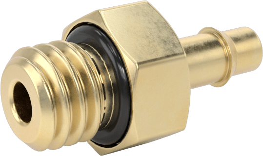 Pirinç Düşük Basınçlı Dikenli Boru Bağlantısı, Altıgen Gövdeli Adaptör, 3/32" Boru İç Çapı x 10-32 Erkek