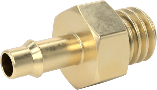Pirinç Düşük Basınçlı Dikenli Boru Bağlantısı, Altıgen Gövdeli Adaptör, 3/32" Boru İç Çapı x 10-32 Erkek