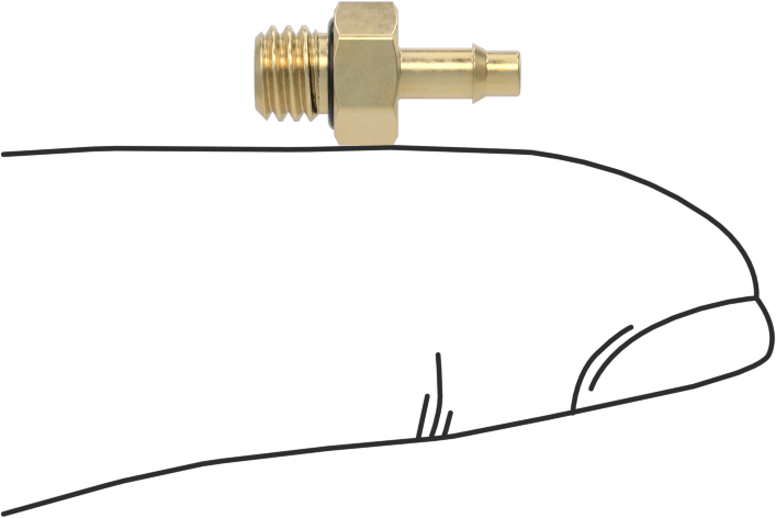 Pirinç Düşük Basınçlı Dikenli Boru Bağlantısı, Altıgen Gövdeli Adaptör, 3/32" Boru İç Çapı x 10-32 Erkek