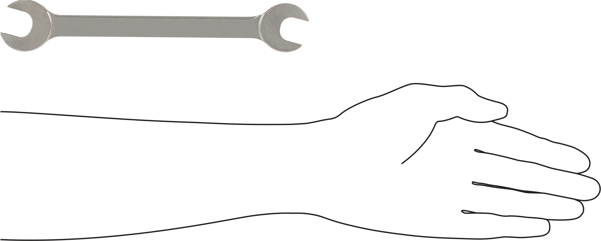 Korozyona Dayanıklı Açık Uçlu Anahtar, 5/8“ x 11/16” Boyut, 8-1/4" Toplam Uzunluk