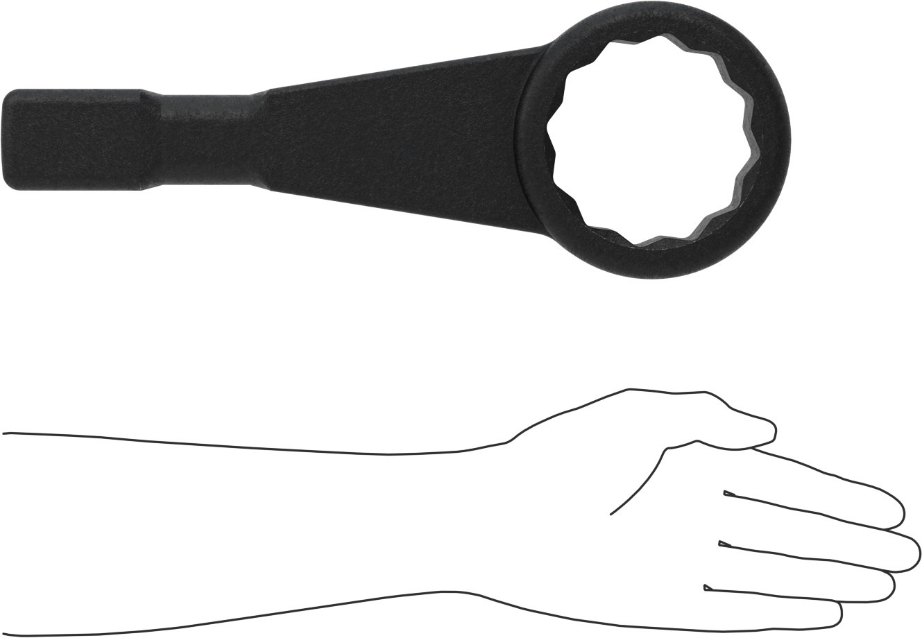 12 Uçlu Açma Darbeli Kutu Anahtarı, 3-3/8" Boyut, 14-1/4" Toplam Uzunluk