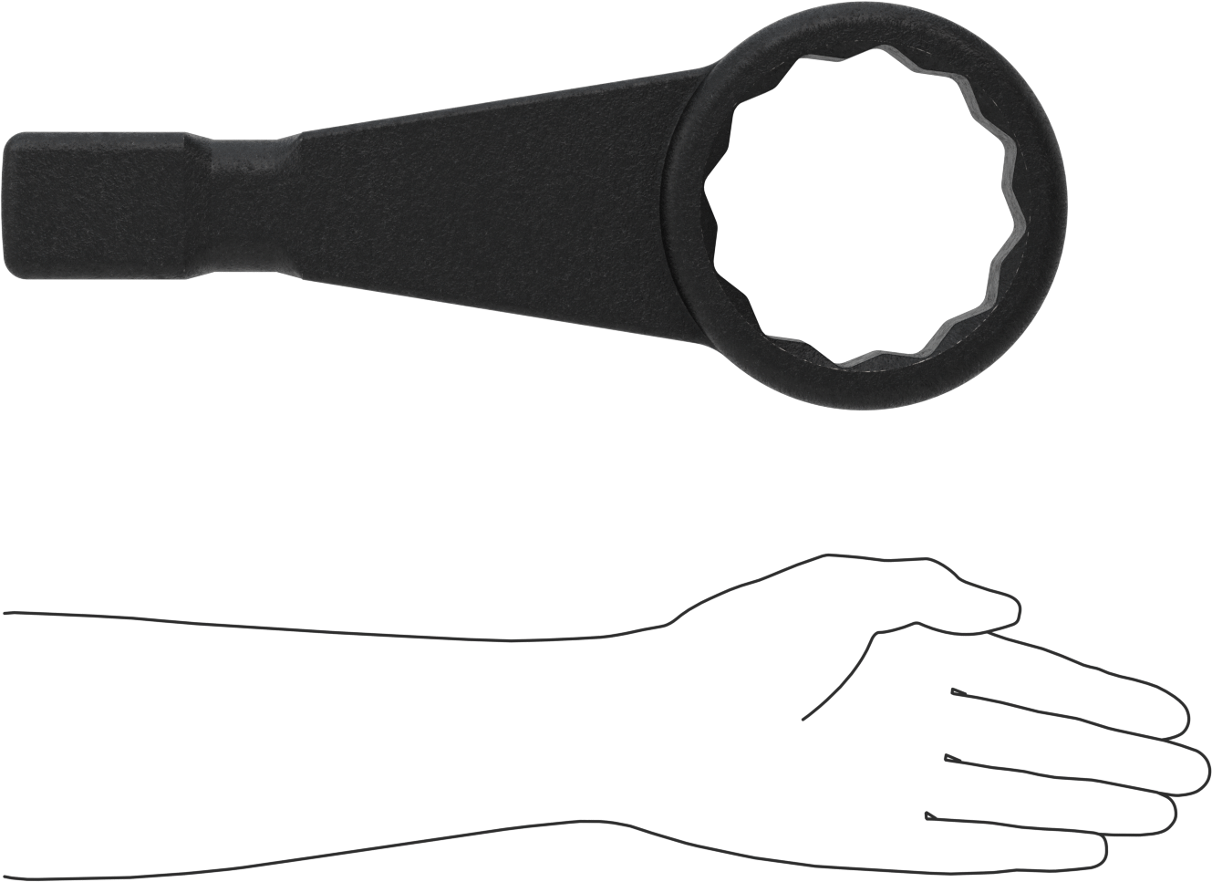 12 Uçlu Açma Darbeli Kutu Anahtarı, 3-7/8" Boyut, 14-1/2" Toplam Uzunluk