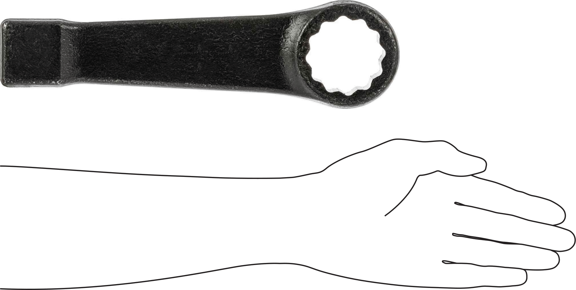 12 Uçlu Açma Darbeli Kutu Anahtarı, 50 mm Boyut, 11-5/8" Toplam Uzunluk