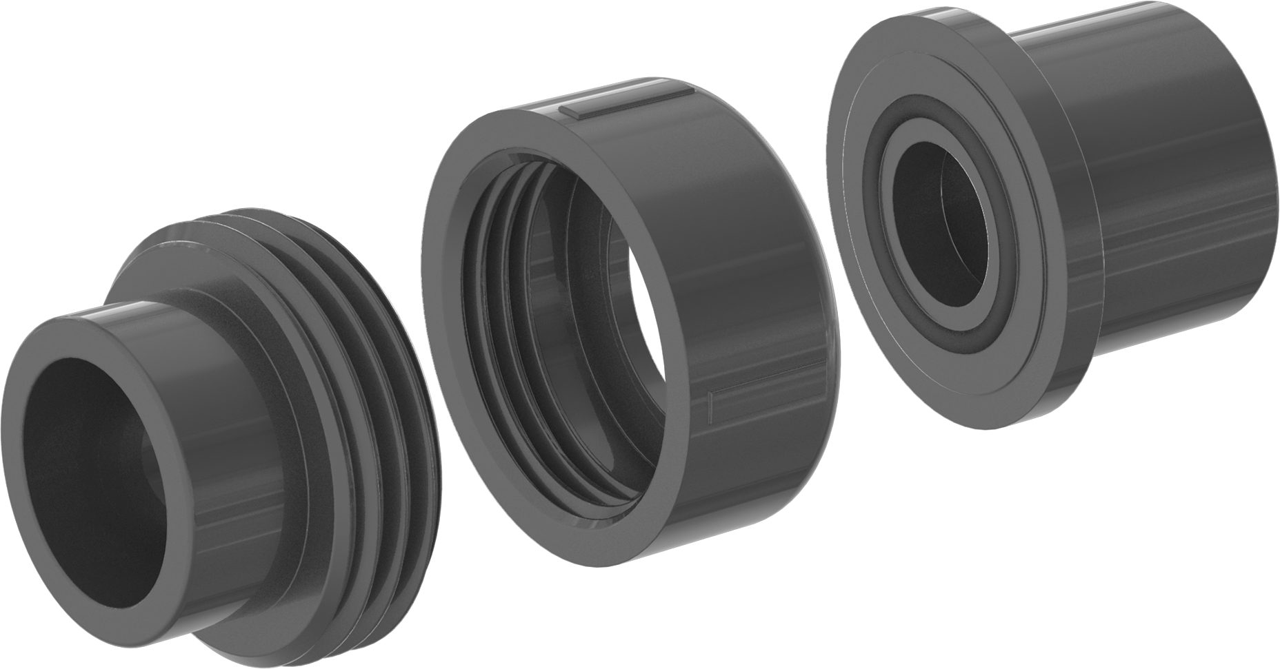 Su için Kalın Cidarlı Dişsiz PVC Birleştirme Adaptörü, 20 mm DIN Boyutu x 1/2 Boru Boyutu Dişi Soket