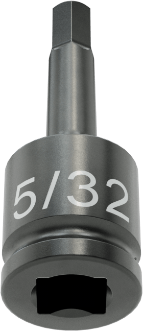 Darbe Altıgen Uçlu Soket, 1/4" Kare Tahrik, 5/32" Tahrik Boyutu
