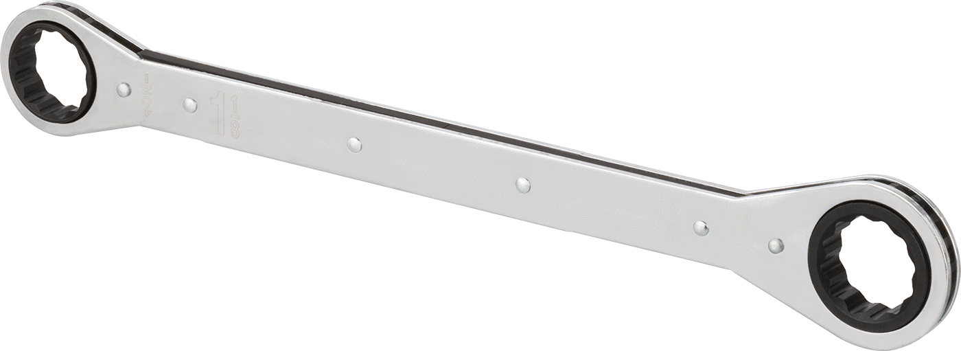 Cırcırlı Kutu Anahtarı, Uzatılmış Menzil, 1-1/8“ x 1-3/16” Boyut, 15" Toplam Uzunluk