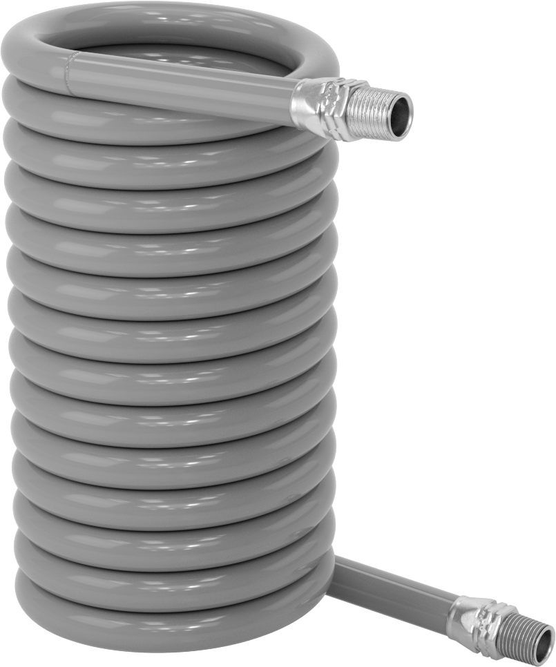 Düşük Sıcaklık için Esnek Geri Çekilebilir Hava Hortumu, 1/2 x 1/2 Pirinç NPT Erkek, 1/2" ID, 3/4" OD, 20 Fit Uzunluk