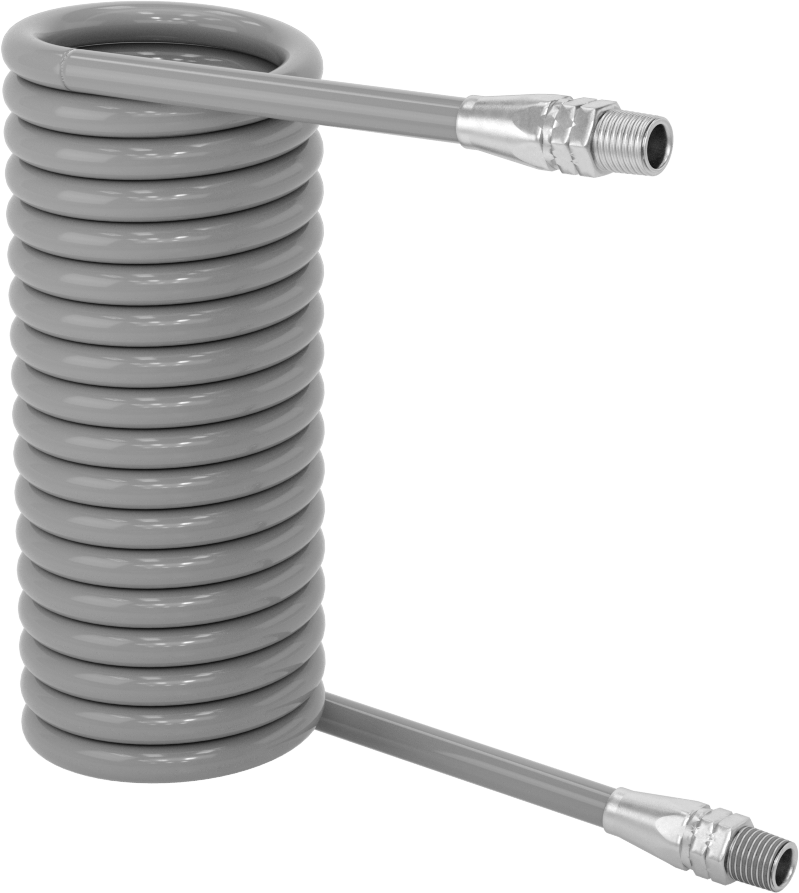 Düşük Sıcaklık için Esnek Geri Çekilebilir Hava Hortumu, 1/4 x 1/4 Pirinç NPT Erkek, 1/4" ID, 3/8" OD, 12 Fit Uzunluk