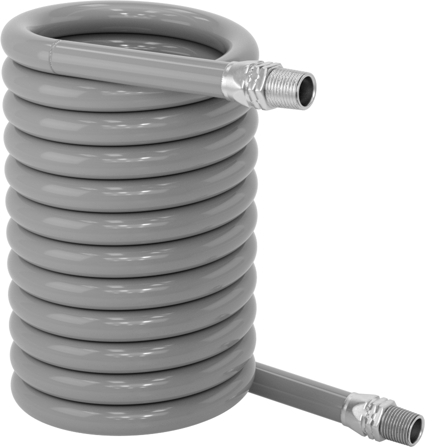 Düşük Sıcaklık için Esnek Geri Çekilebilir Hava Hortumu, 1/2 x 1/2 Pirinç NPT Erkek, 1/2" ID, 3/4" OD, 17 Fit Uzunluk