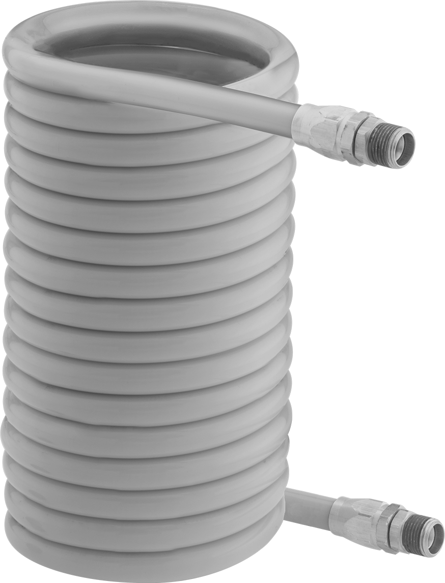 Orta Sıcaklık için Esnek Geri Çekilebilir Hava Hortumu, 1/4 x 1/4 Pirinç NPT Erkek, 1/4" ID, 3/9" OD, 9 Fit Uzunluk