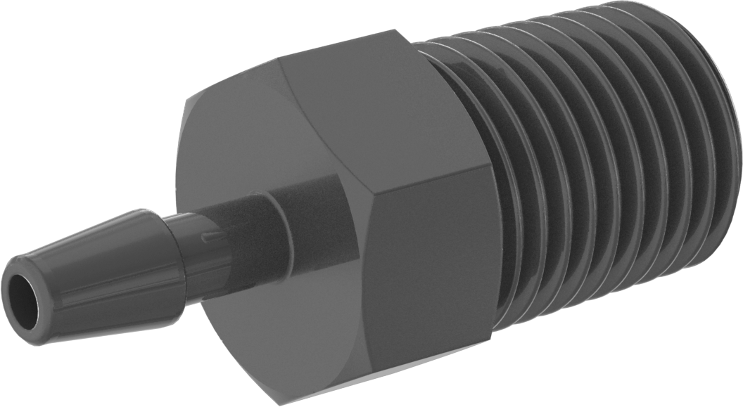 Hava ve Su için Sıkı Sızdırmaz Dikenli Boru Bağlantı Parçası, 5/32" Boru İç Çapı x 1/4 NPT Erkek için Naylon Adaptör, Siyah