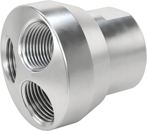 Hortum Hatları için Yuvarlak Manifold, Air ile Kullanım, Su ve Hidrolik Sıvı, Alüminyum, 1/2 x 3/8 NPT