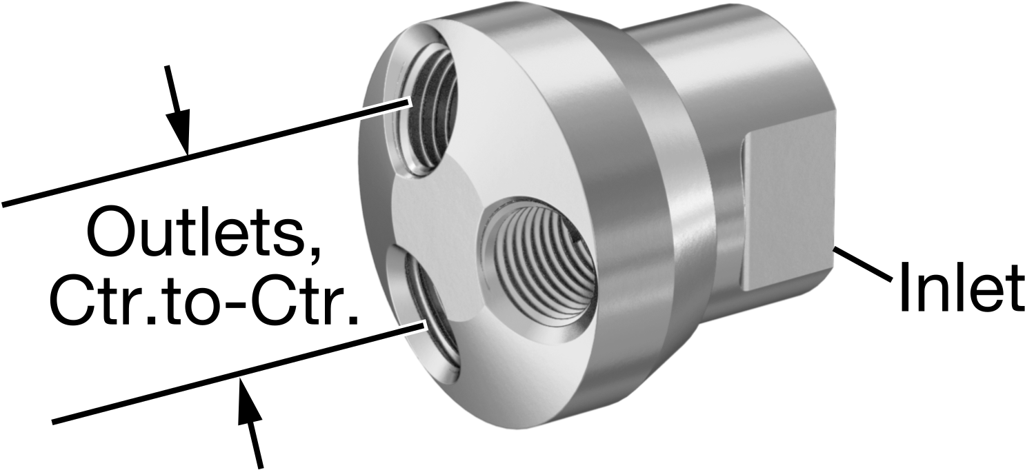 Hortum Hatları için Yuvarlak Manifold, Air ile Kullanım, Su ve Hidrolik Sıvı, Alüminyum, 1/2 x 3/8 NPT