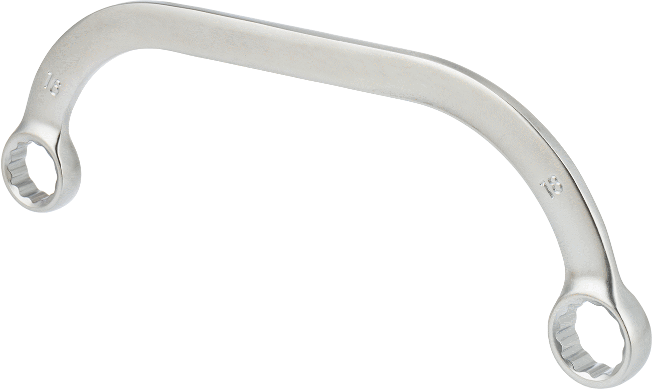 Kavisli Kutu Anahtarı, 16 mm x 18 mm Boyut, 8-3/4" Toplam Uzunluk