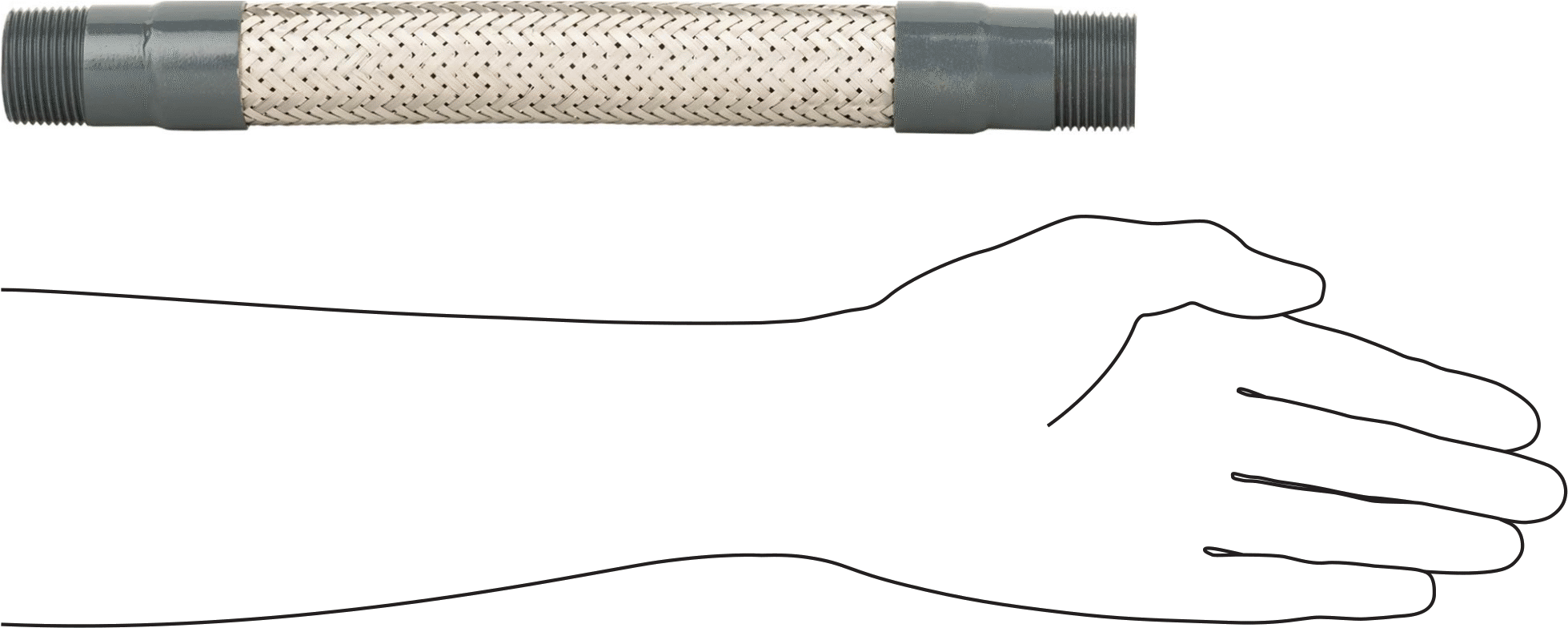 Titreşime Dayanıklı Su Hortumu, Orta Basınç, Çelik 1 x 1 NPT Bağlantı Parçaları, 12" Uzunluk
