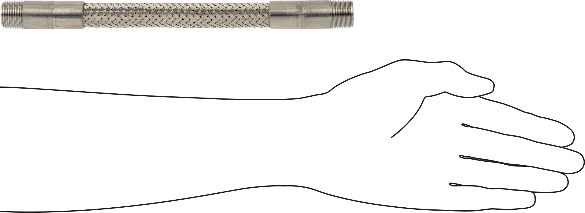 Titreşime Dayanıklı Su Hortumu, Orta Basınç, 304 Paslanmaz Çelik 1/2 x 1/2 NPT Bağlantı Parçaları, 10" Uzunluk